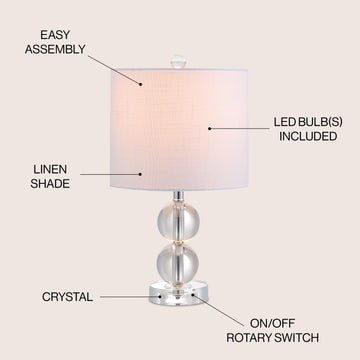 Brooklyn 17.5" Crystal LED Table Lamp - JONATHAN Y
